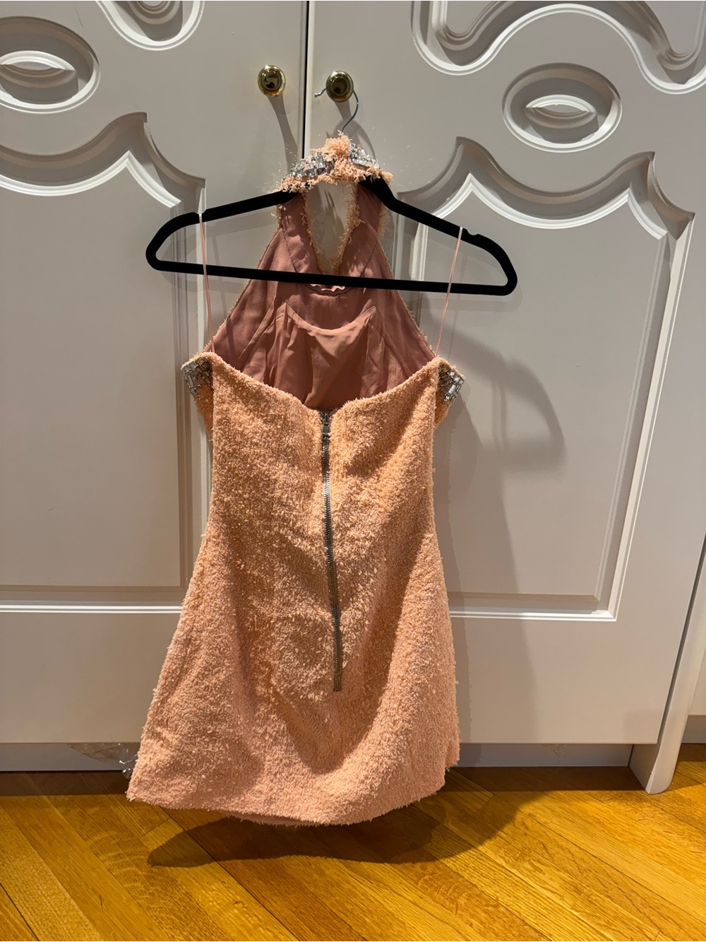 Balmain Peach Textured Halter Mini Dress size 40 - Picture 6 of 7